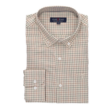 CAMISA BEIGE CUADROS MARRON-VERDE