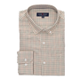CAMISA BEIGE CUADROS MARRON-VERDE
