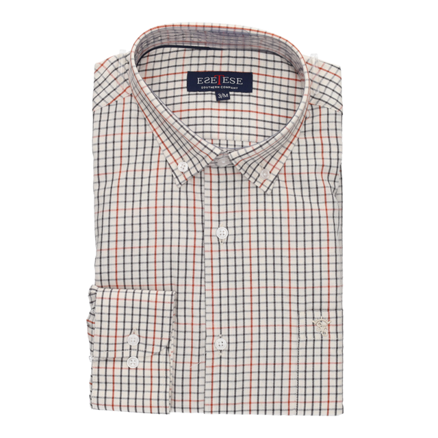 CAMISA CRUDO CUADROS NARANJA VERDE