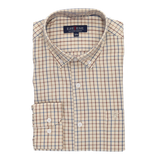 CAMISA BEIGE CUADROS AZUL-CAMEL
