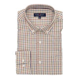 CAMISA BEIGE CUADROS AZUL-BURDEOS