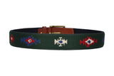 Green Ethnic Belt with Leather Tips