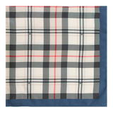 Écharpe à double carreaux avec bord bleu