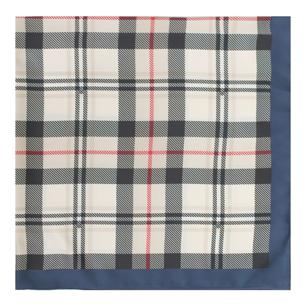 Écharpe à double carreaux avec bord bleu