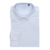 CAMISA RAYAS CELESTE VESTIR DOBLE PUÑO