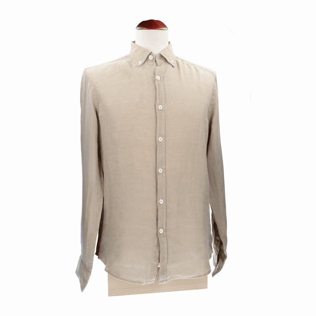 CAMISA BOTÓN LINO ARENA