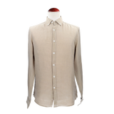 CAMISA BOTÓN LINO ARENA