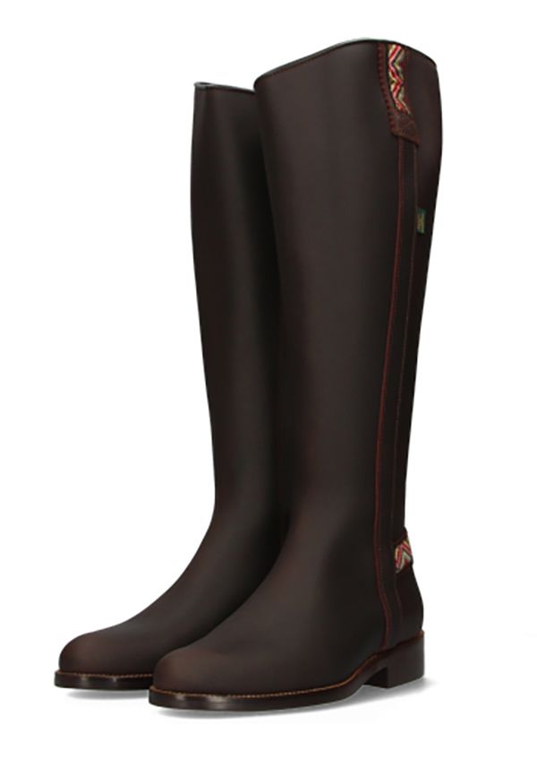 Chestnut Zipper Riding Boot with Ethnic Ribbon Valverde del Camino