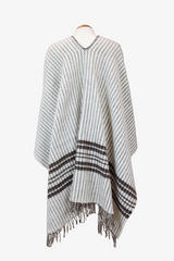 Poncho crudo con 3 rayas marrones