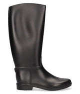 Unlined black rubber equestrian boot