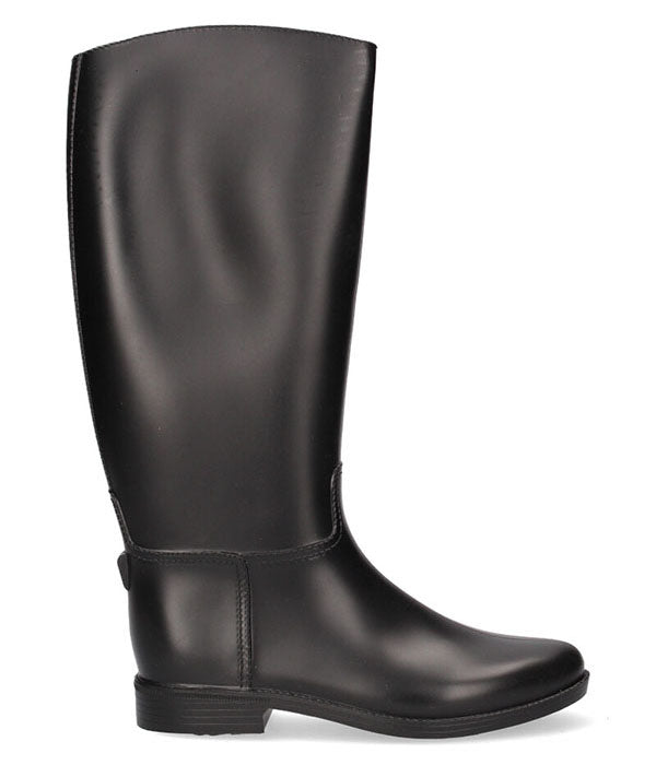 Unlined black rubber equestrian boot