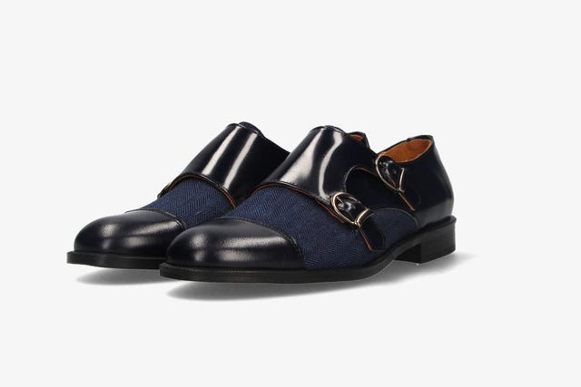 Two Buckles Antik Blue-Blue Herringbone Tuft