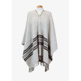Poncho crudo con 3 rayas marrones