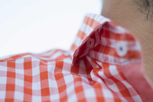 Camisa Pescatore Cuadros Naranja