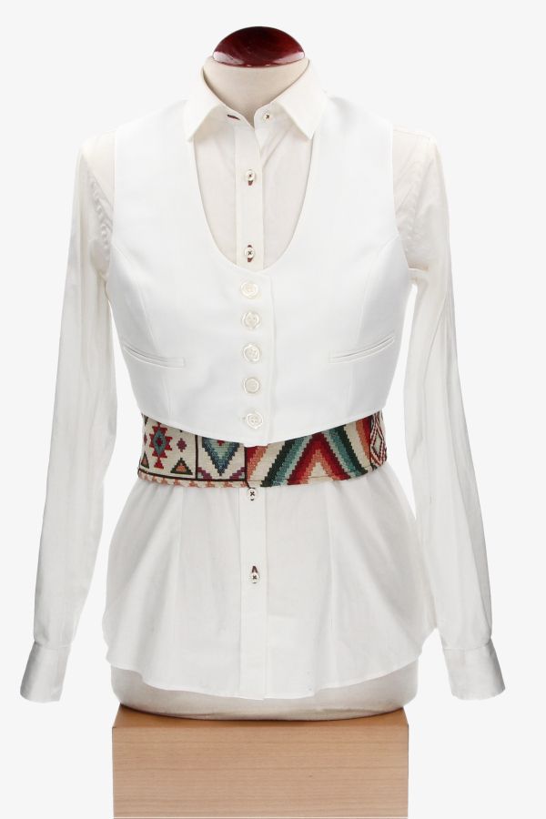 Chaqueta y Chalequillo Sarga Blanco Roto