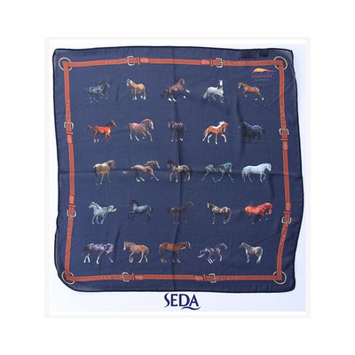 Navy horse silk scarf