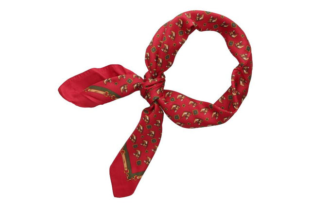 Red Scarf with Horse Print