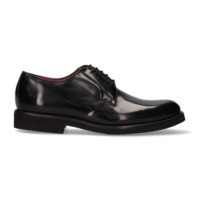 Black Leather Blucher with Rubber Sole