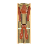 Boys' elastic suspenders with beige country stripes, 25 mm