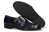 Two Buckles Antik Blue-Blue Suede Tuft