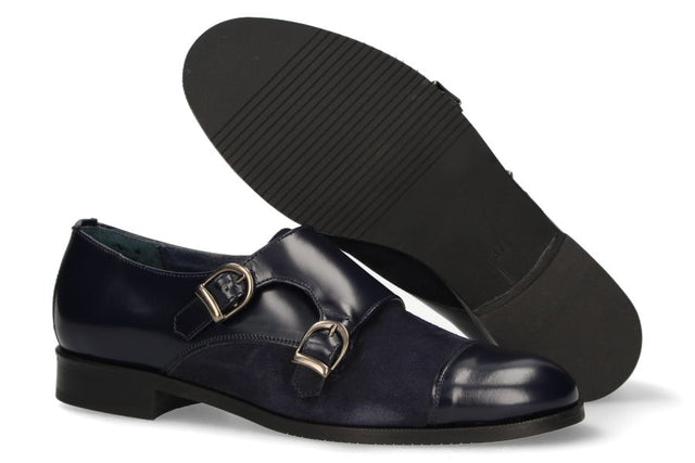 Two Buckles Antik Blue-Blue Suede Tuft