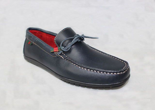 Navy Bow Moccasin