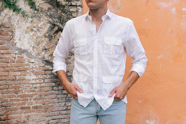 Camisa cubana lino blanco