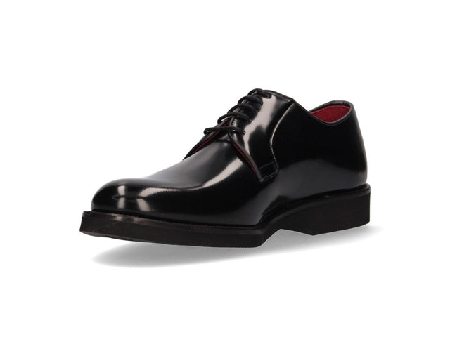 Black Leather Blucher with Rubber Sole