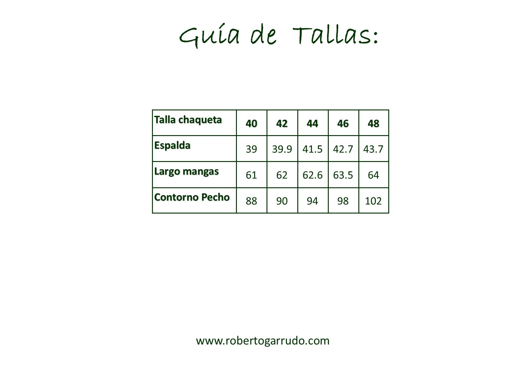 Guía de Tallas