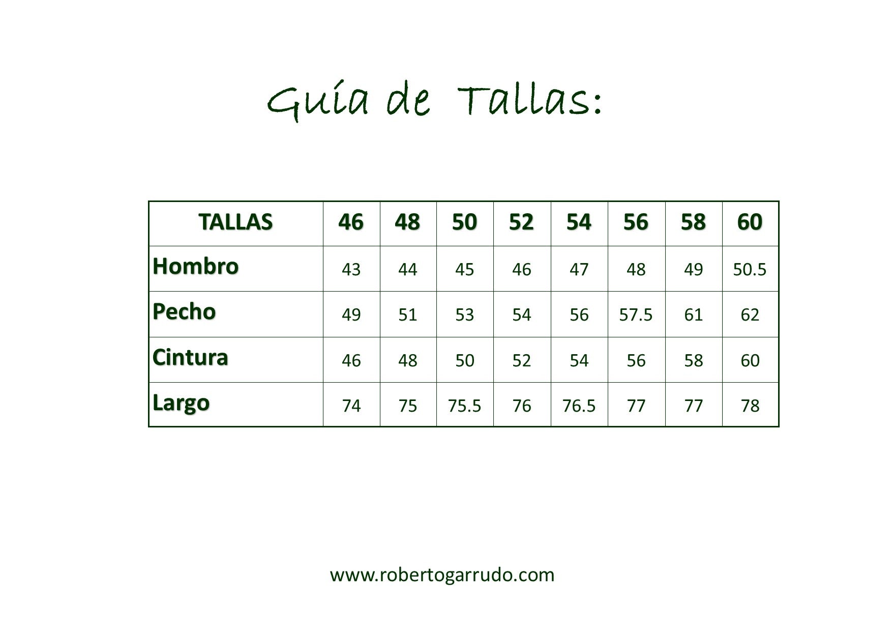 Guía de Tallas