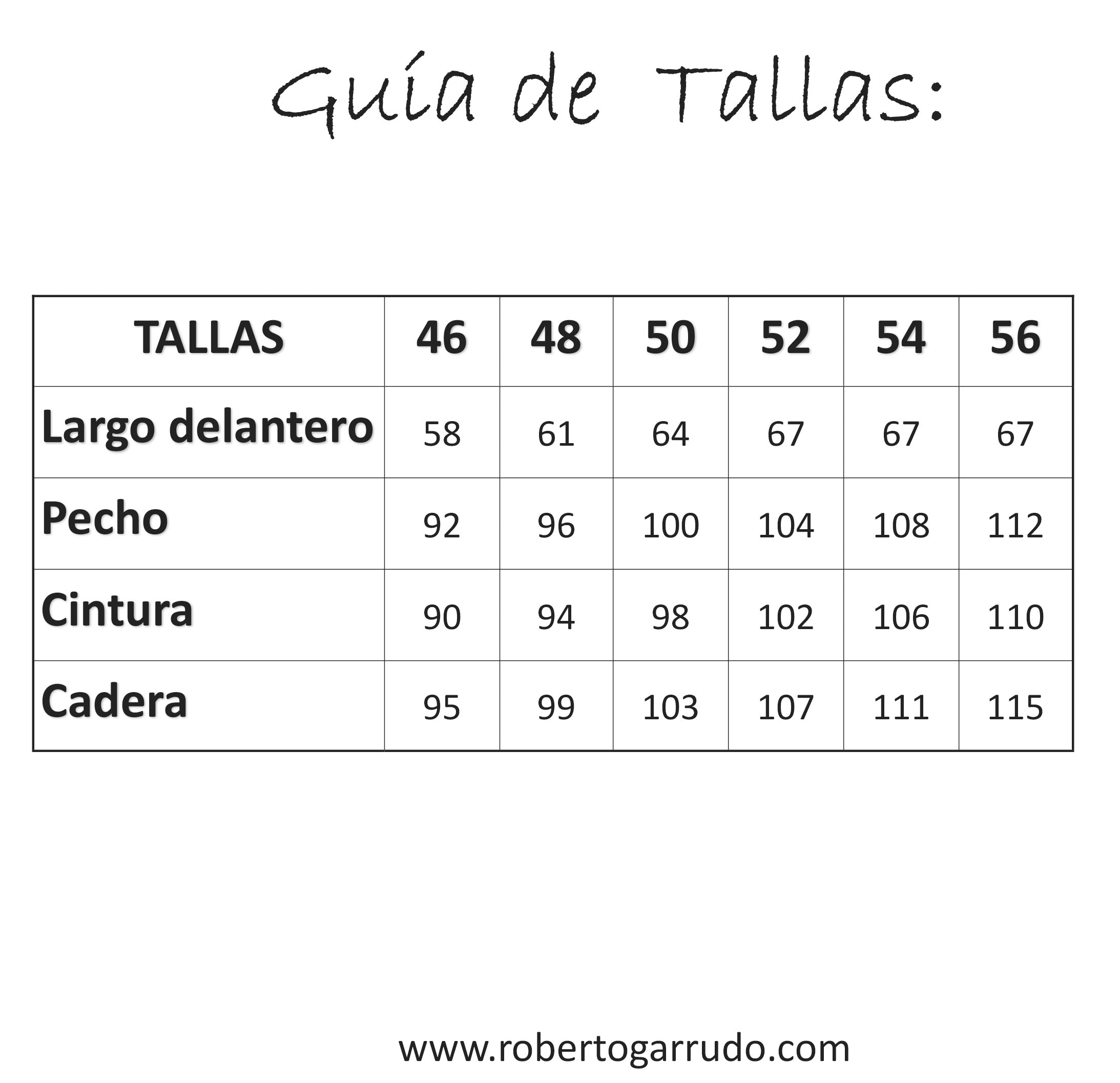 Guía de Tallas
