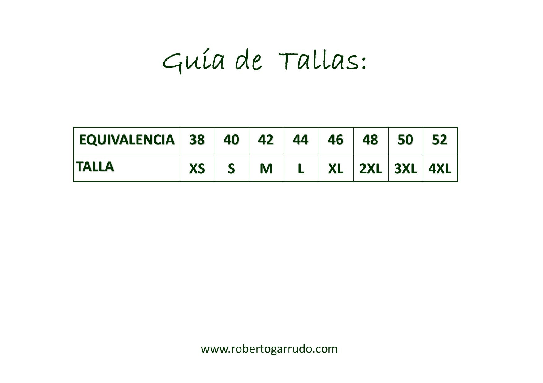 Guía de Tallas
