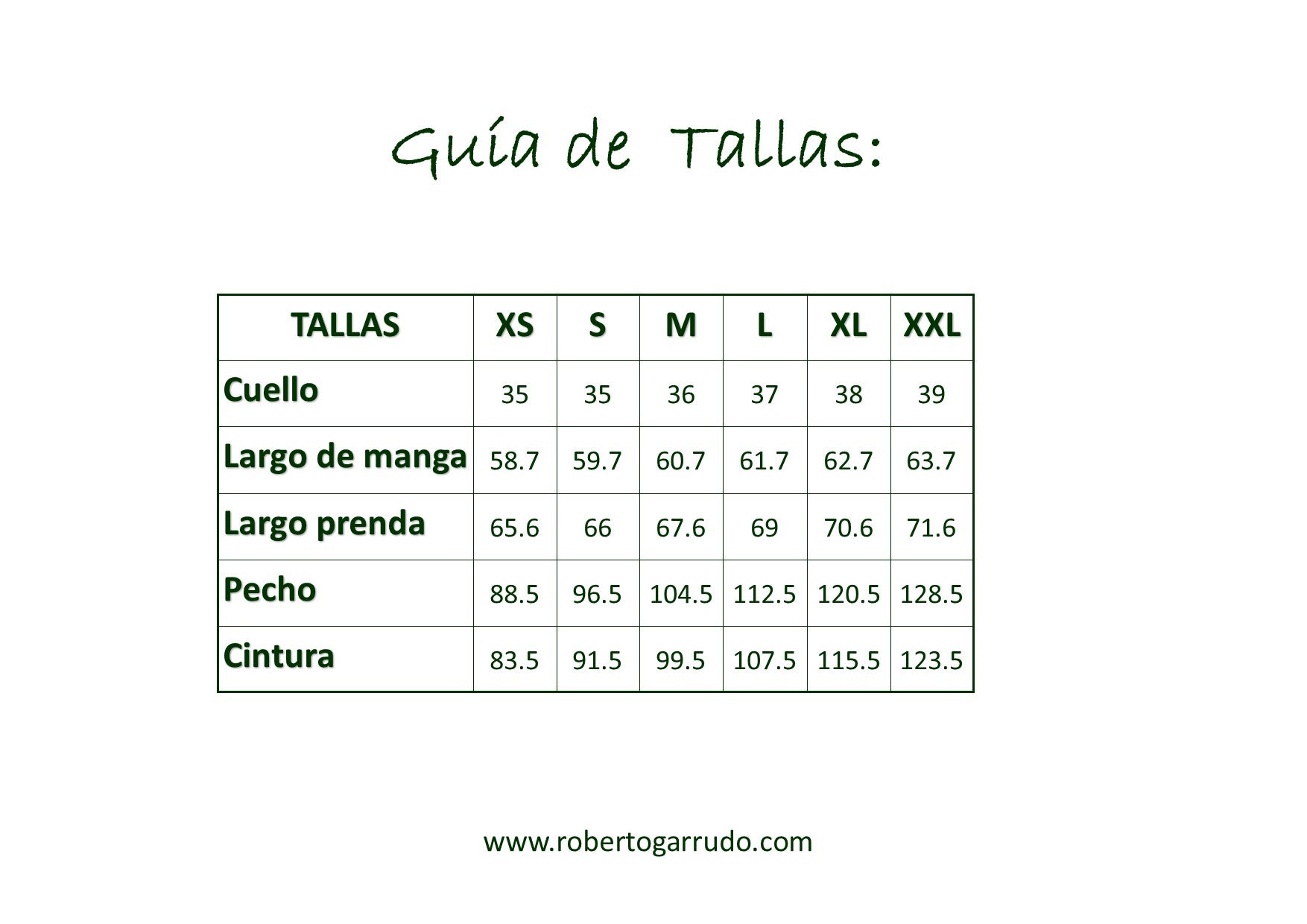 Guía de Tallas
