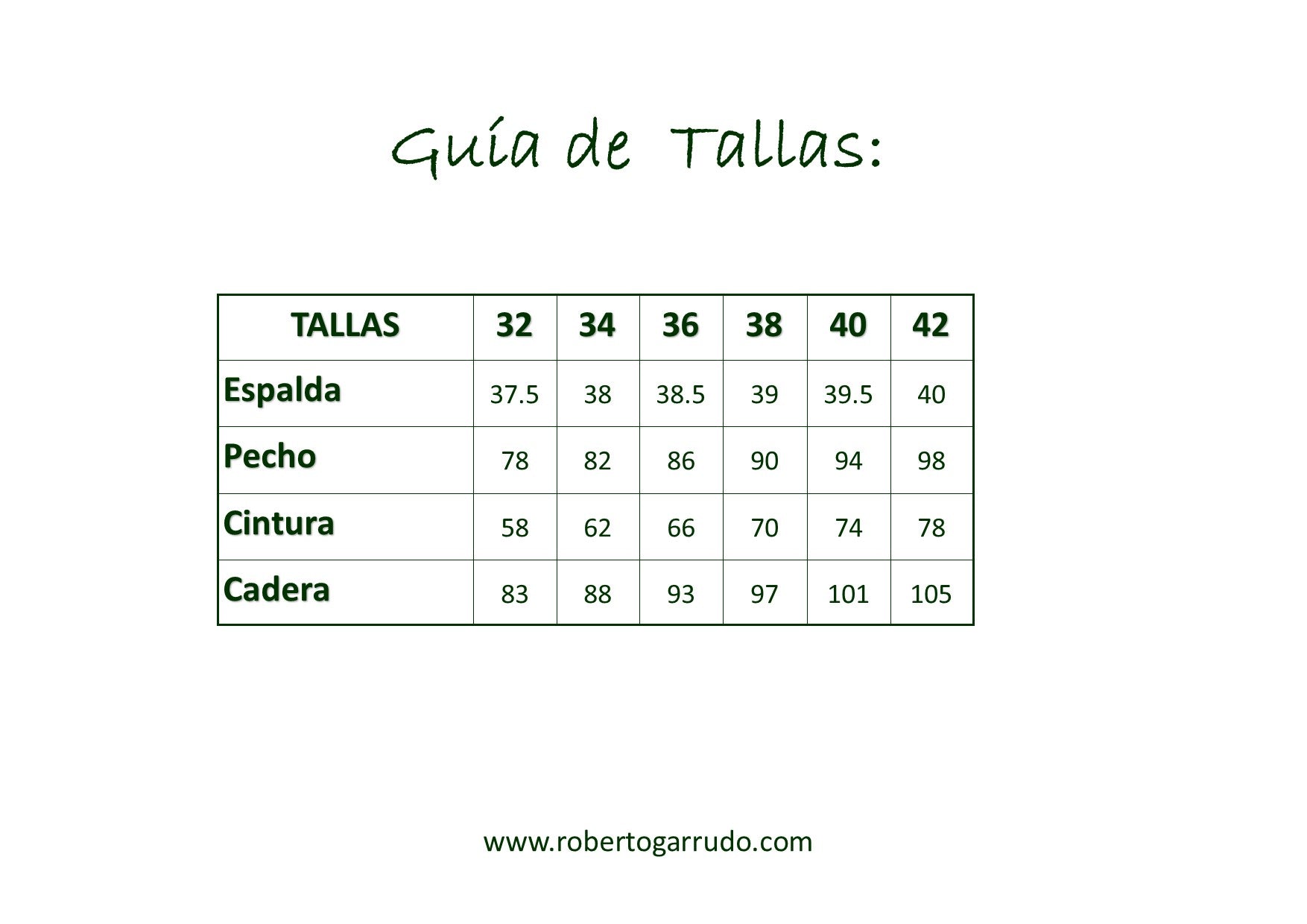 Guía de Tallas