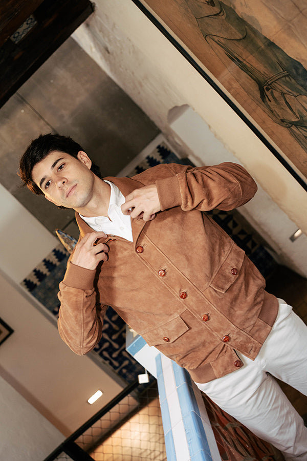 Cazadora Sevilla piel vuelta camel