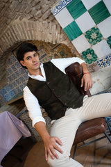 Chaleco piel vuelta verde