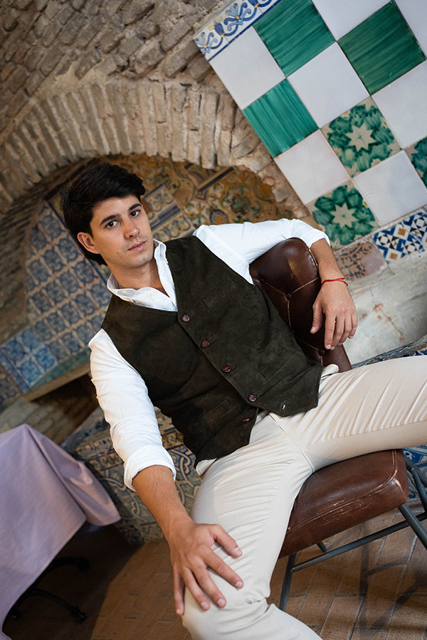 Chaleco piel vuelta verde