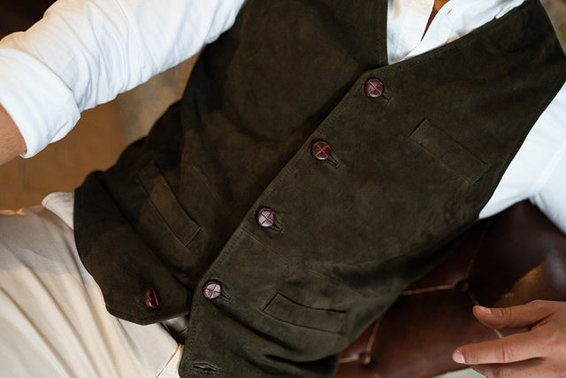 Chaleco piel vuelta verde