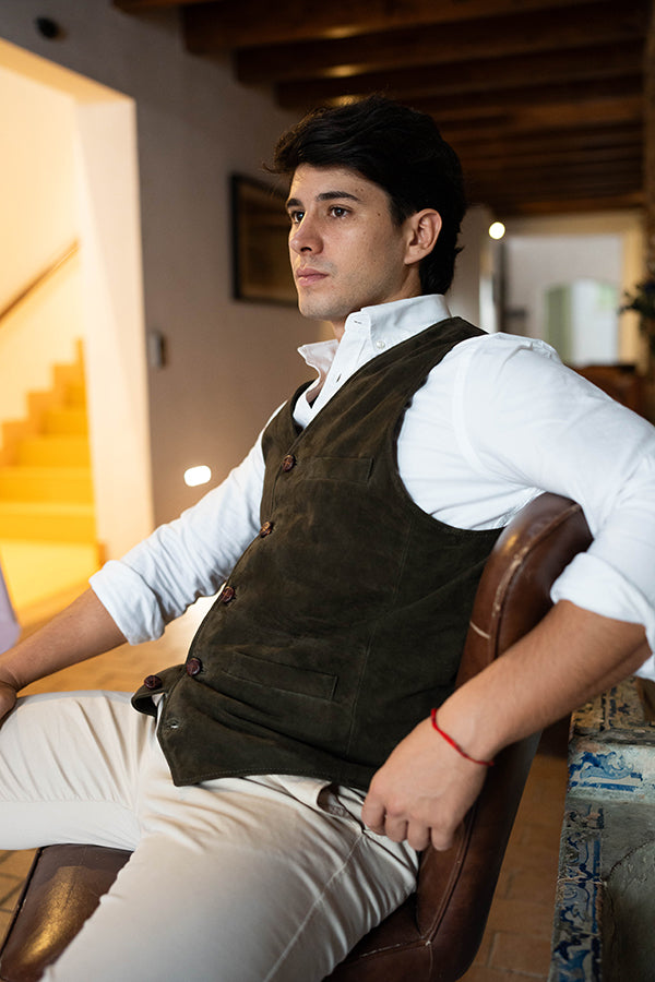 Chaleco piel vuelta verde