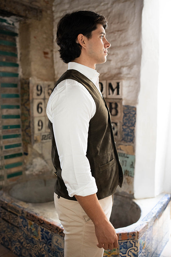 Chaleco piel vuelta verde