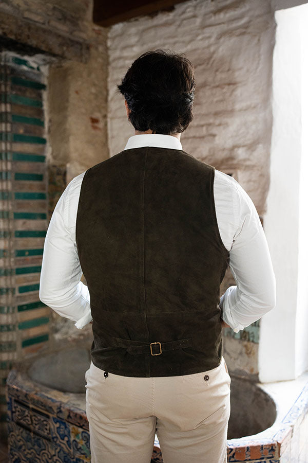Chaleco piel vuelta verde