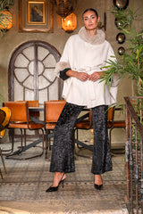 Poncho cuello pelo beige