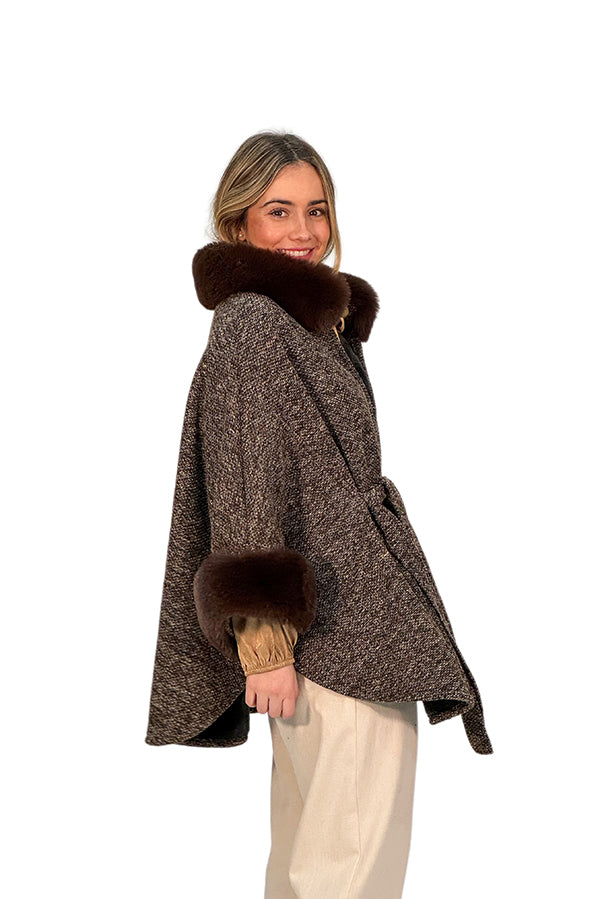 PONCHO CAPA MEZCLILLA MARRÓN