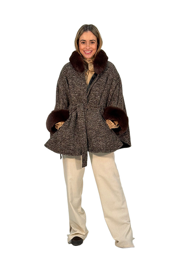 PONCHO CAPA MEZCLILLA MARRÓN