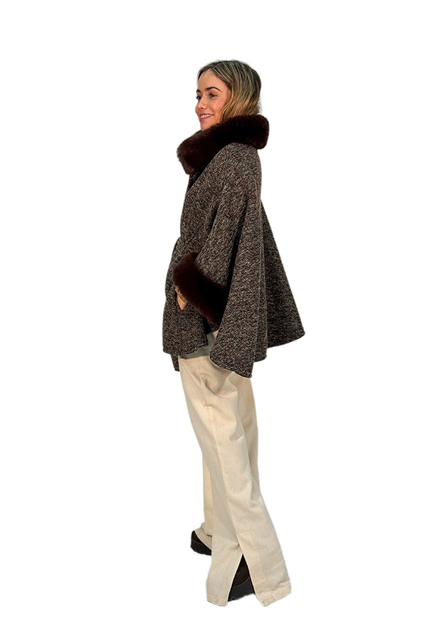 PONCHO CAPA MEZCLILLA MARRÓN