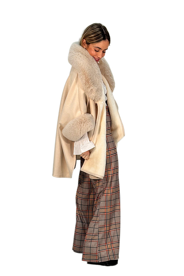 PONCHO CAPA PELO BEIGE