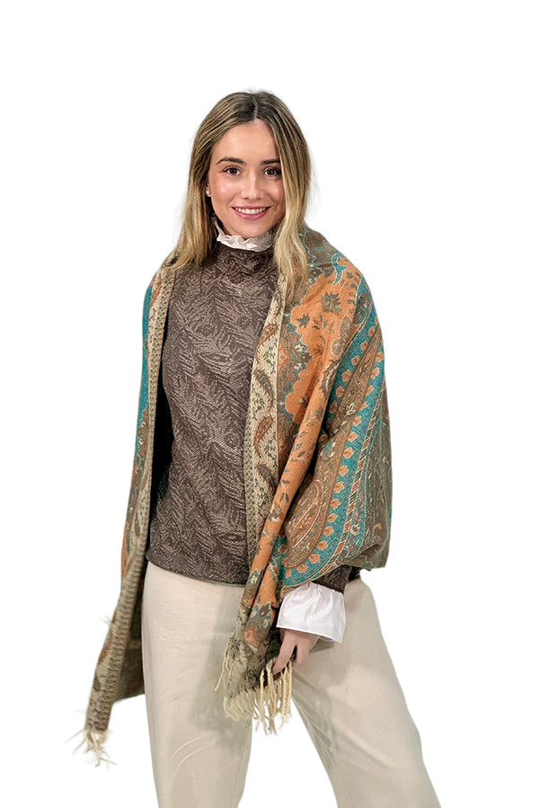 PASMINA MULTICOLOR VERDE AGUA