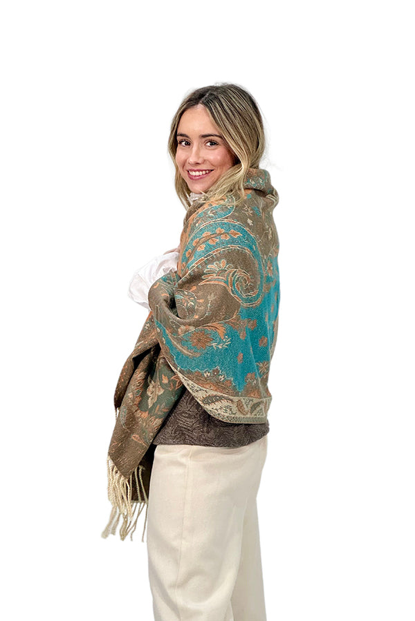 PASMINA MULTICOLOR VERDE AGUA