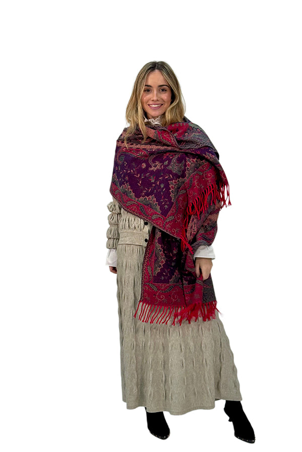 PASMINA MULTICOLOR ROJO