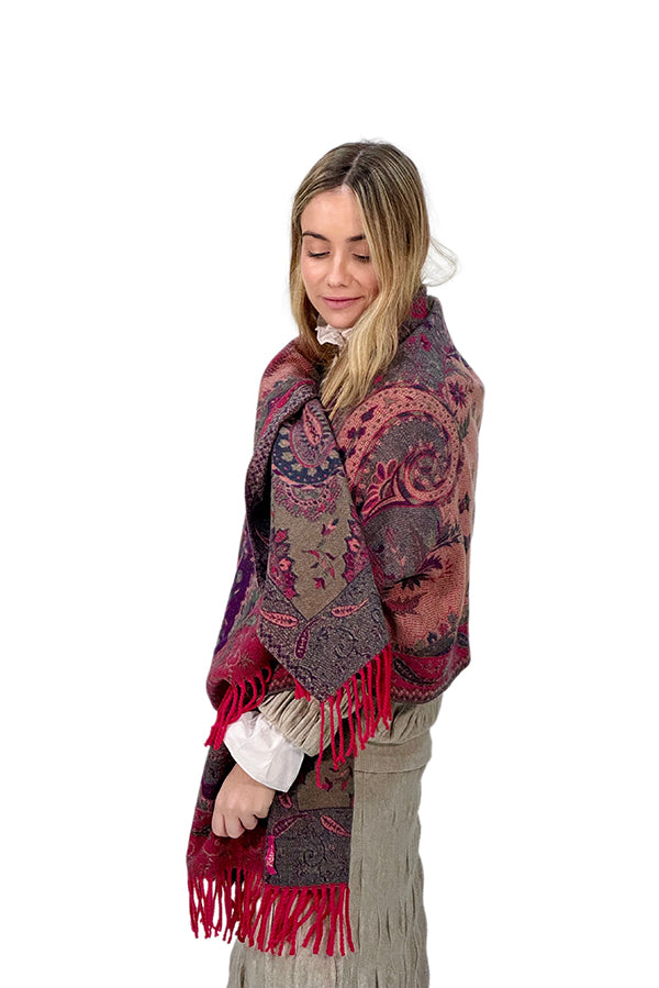 PASMINA MULTICOLOR ROJO